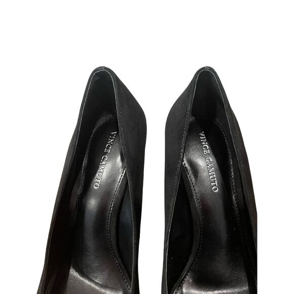 Vince Camuto Slaytia Black Suede Leather Platform High Heel Pointed Toe Pump 8.5 - Picture 6 of 8